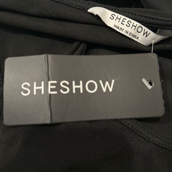 NWT She Show Black Mesh Panel Bodycon Dress - Picture 4 of 5